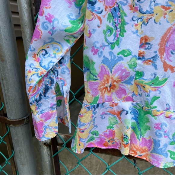 Ralph Lauren Paisley Peplum Floral Shirt M - Picture 6 of 12